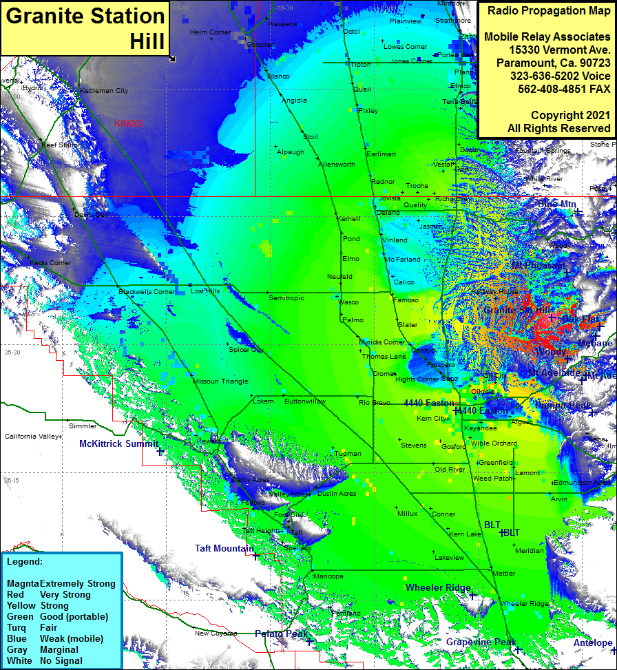 heat map radio coverage Granite Station Hill